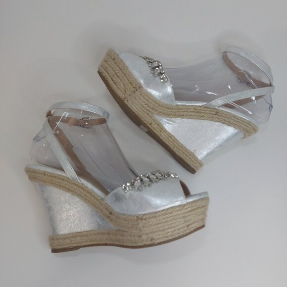 Refresh Beverly Silver Rhinestone Wedges Women's Size 7.5 - Picture 6 of 12